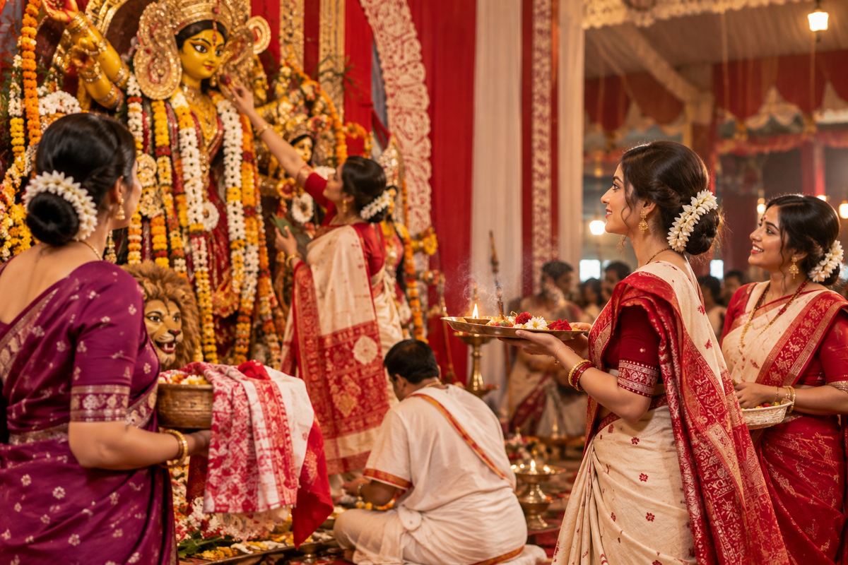 Best traditional handloom sarees for Durga Puja