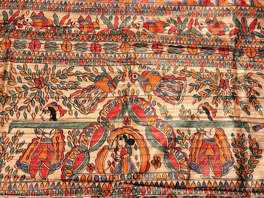 Six Yards Of Pure Elegance:Madhubani hand-painted sarees