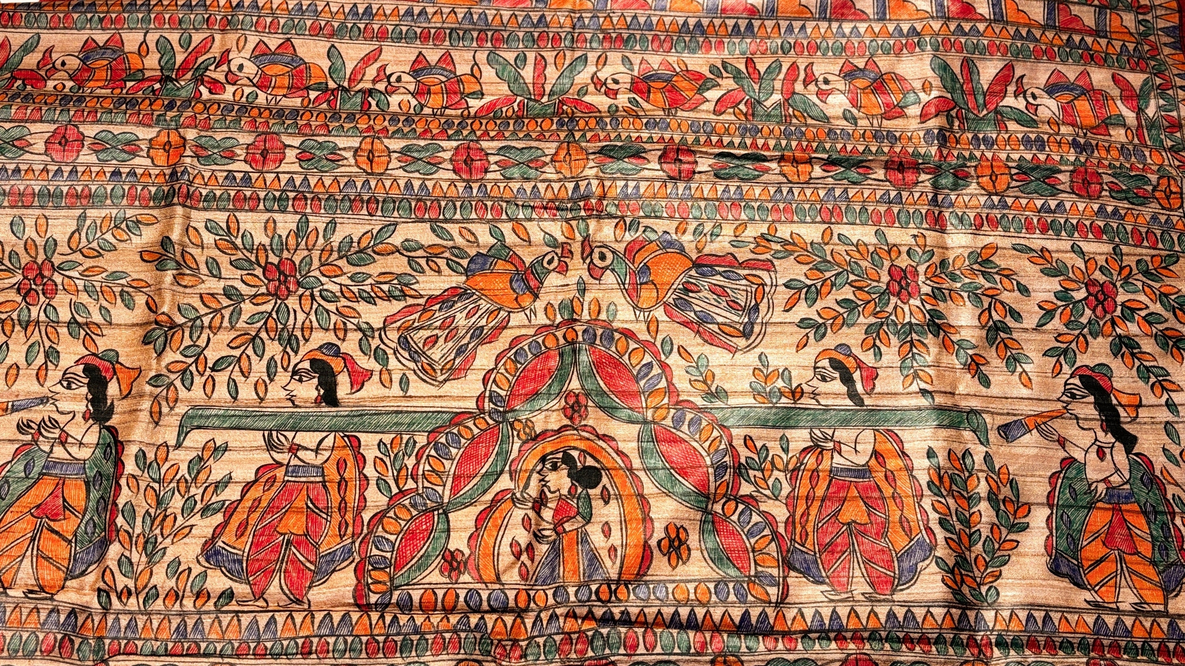 Six Yards Of Pure Elegance:Madhubani hand-painted sarees