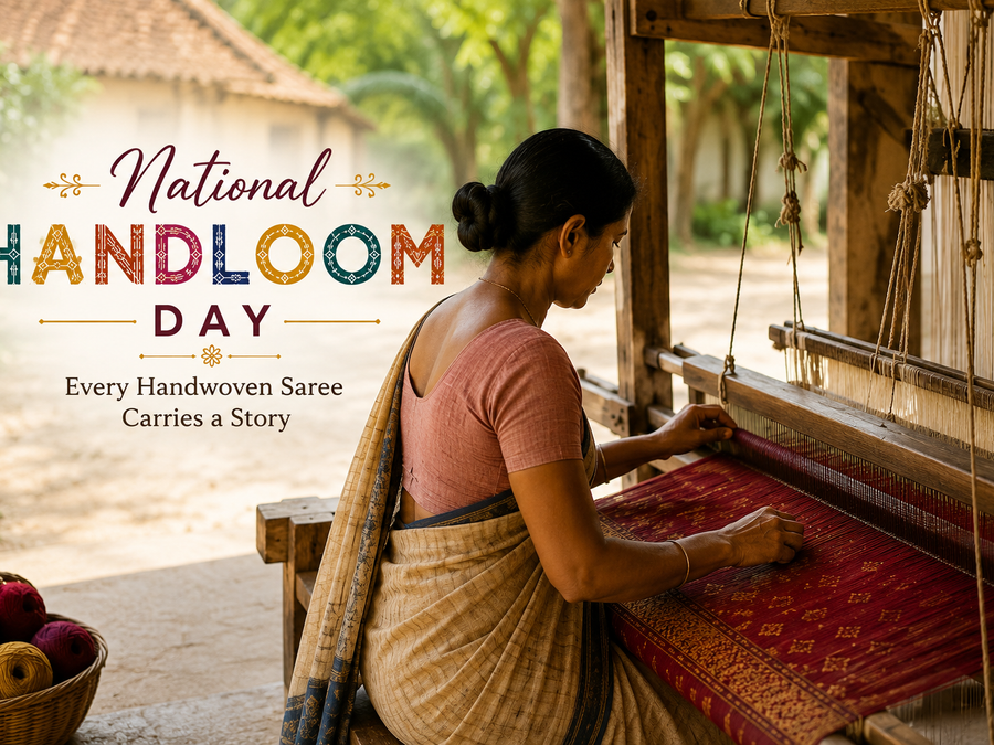 National Handloom Day: Every Handwoven Saree Carries a Story—Not Just Threads