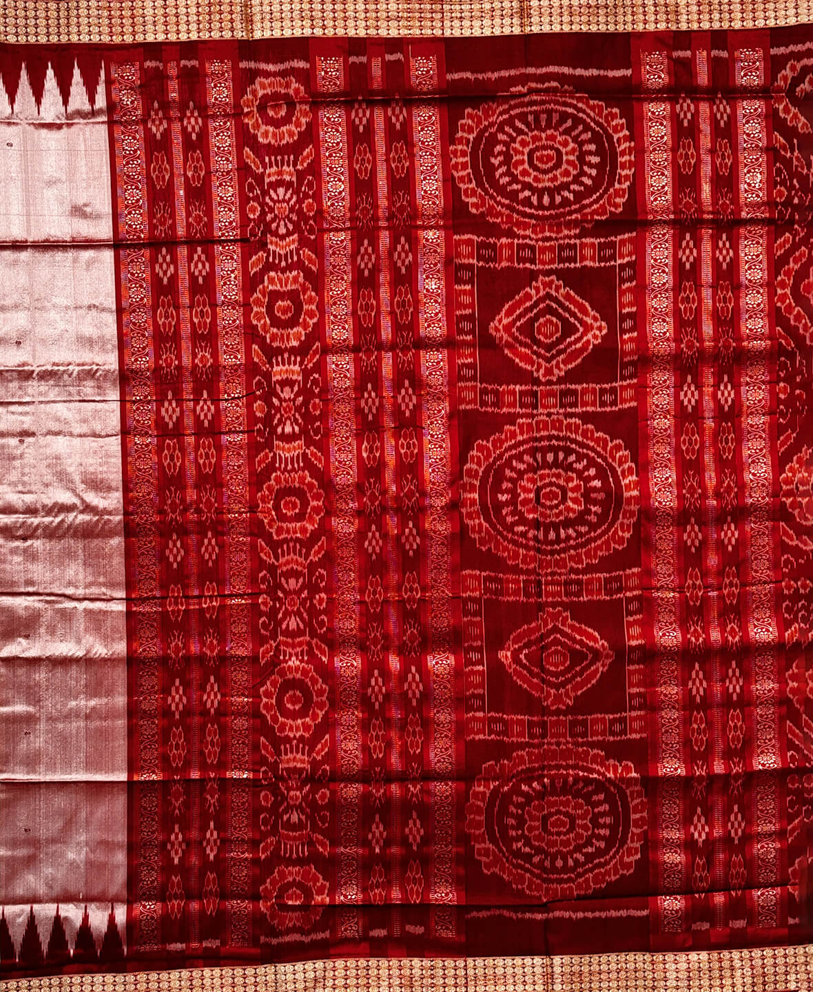 ONION PINK AND MAROON SAMBALPURI SILK SAREE