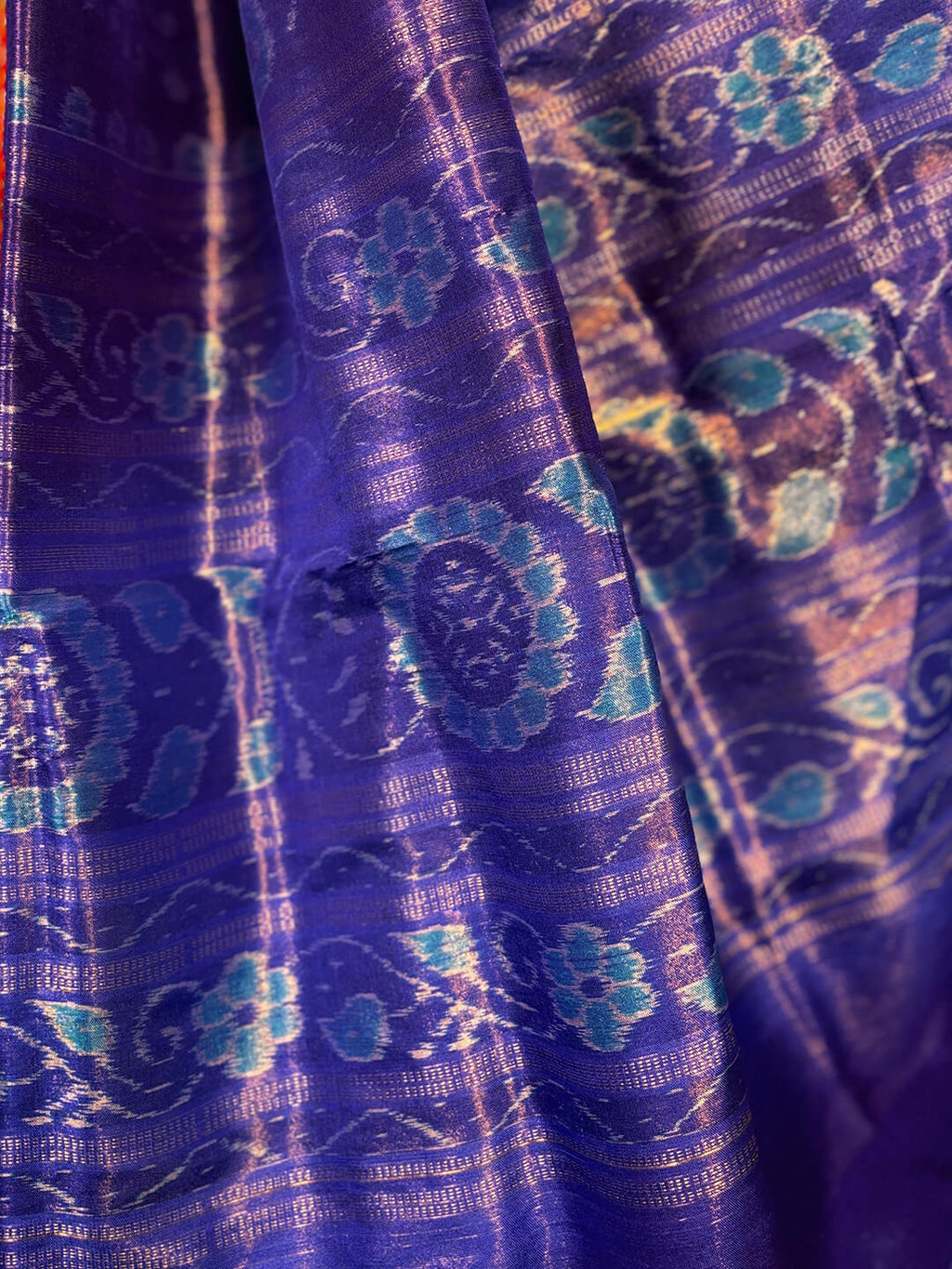 SATIKA BLUEBERRY BLUE PURE SILK AND TISSUE SAMBALPURI PATA SAREE