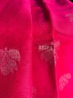MAGENTA PINK AND SILVER LINEN SAREE