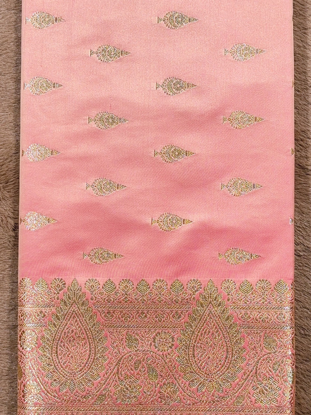 PEACH PINK KATAN BANARSI SILK SAREE