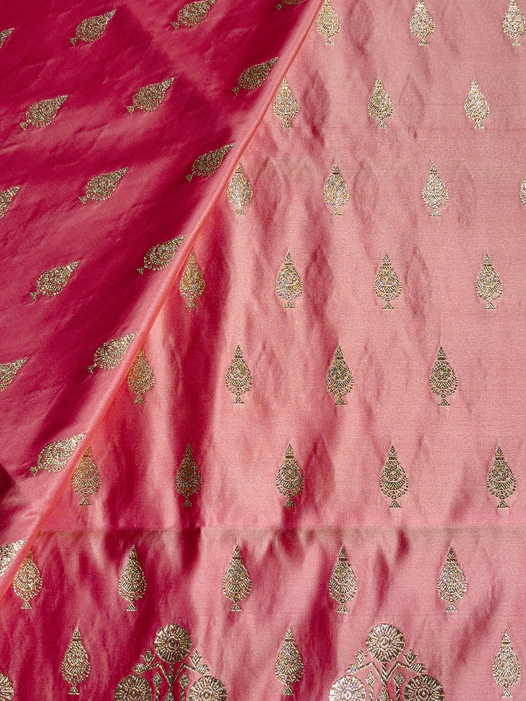 PEACH PINK KATAN BANARSI SILK SAREE