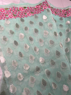 MINT GREEN EMBROIDERED FANCY SAREE