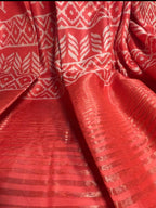 DARK PEACH CREPE SILK PRINT SAREE