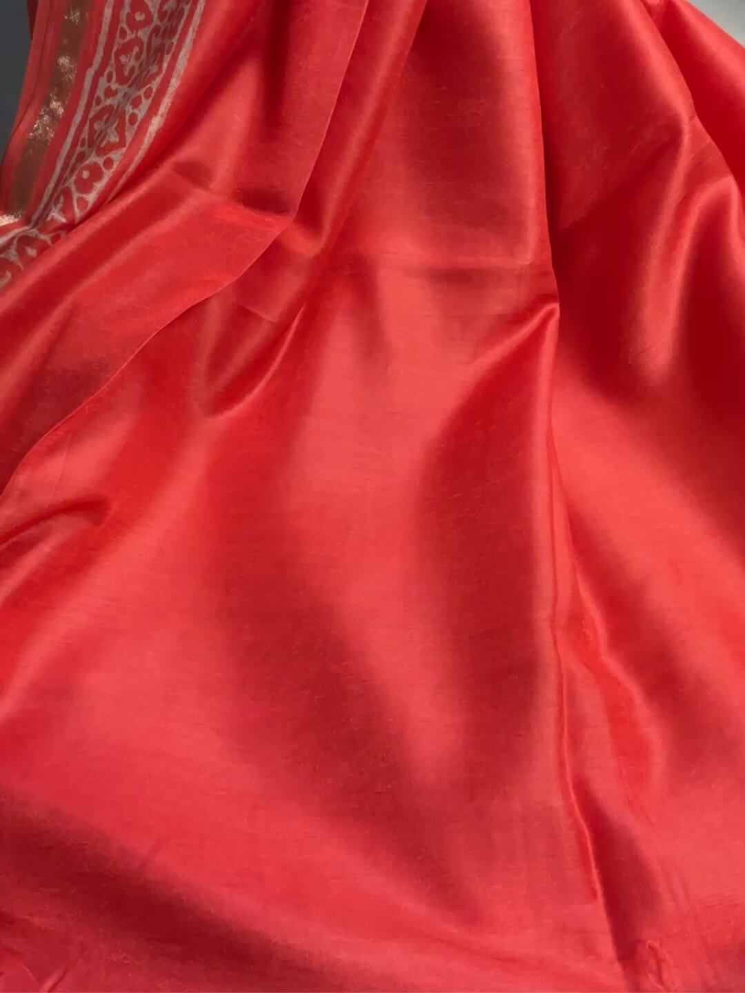 DARK PEACH CREPE SILK PRINT SAREE
