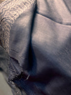 SILVER GREY CREPE SILK FLORAL PRINT SAREE