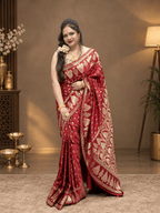 Amrapali Deep Plum Katan Banarasi Silk Saree with Golden Zari