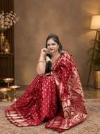 Amrapali Deep Plum Katan Banarasi Silk Saree with Golden Zari