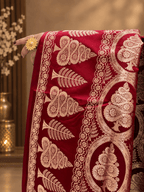 Amrapali Deep Plum Katan Banarasi Silk Saree with Golden Zari