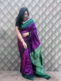Amrapali - green with deep purple sambalpuri handloom silk saree