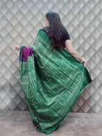 Amrapali - green with deep purple sambalpuri handloom silk saree