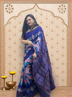 Blue & Pink Sambalpuri Saree