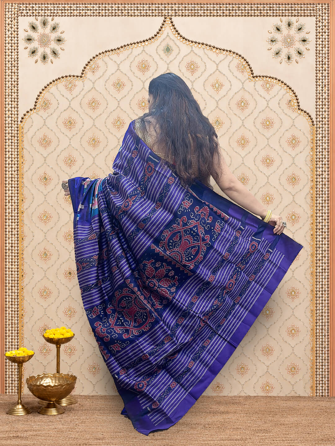 Blue & Pink Sambalpuri Saree