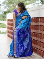 SATIKA BLUEBERRY BLUE PURE SILK AND TISSUE SAMBALPURI PATA SAREE
