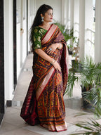 COFFEE AND GOLDEN SAMBALPURI PATA SAREE