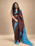 Dark Blue and Electric Blue malavari silk saree
