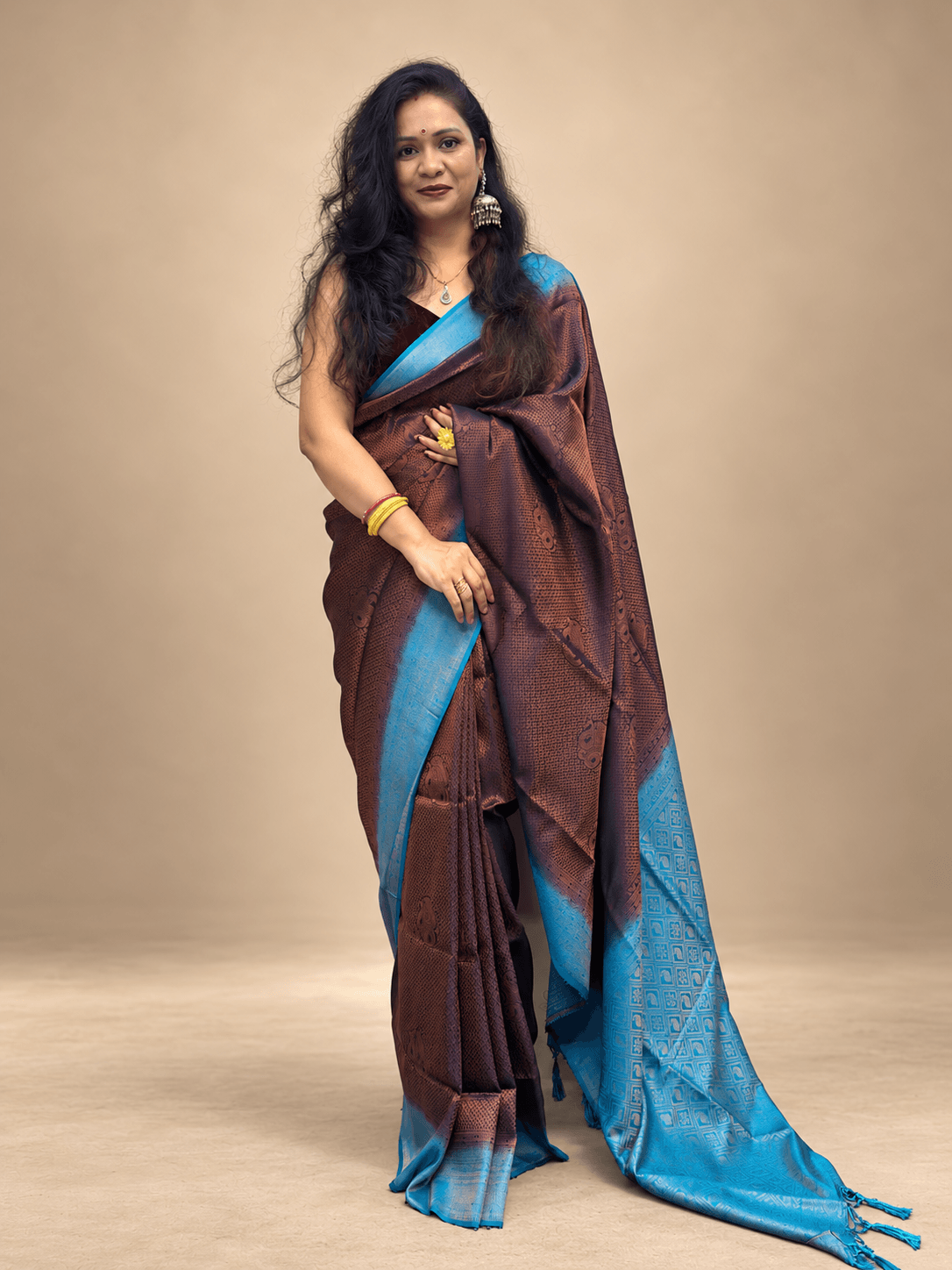 Dark Blue and Electric Blue malavari silk saree