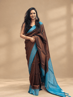 Dark Blue and Electric Blue malavari silk saree