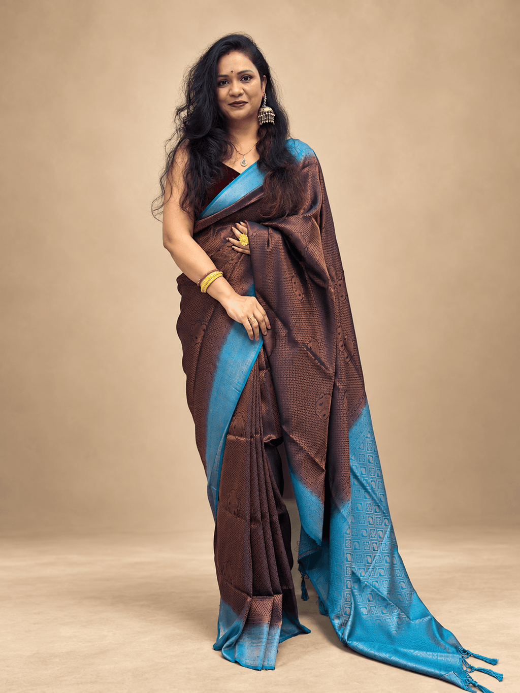 Dark Blue and Electric Blue malavari silk saree