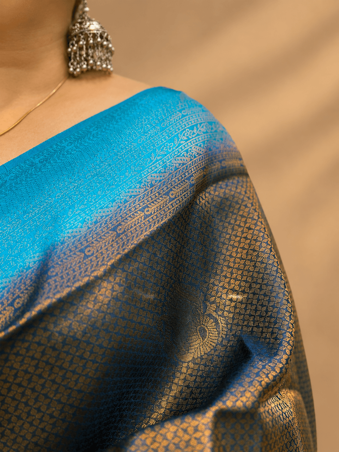 Dark Blue and Electric Blue malavari silk saree