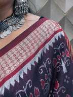 Deep Brown Elegance Sambalpuri Saree