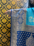 Electric Blue and Dark blue Silk saree