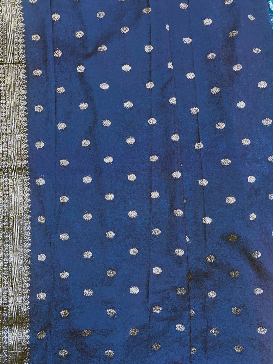 Electric Blue and Dark blue Silk saree