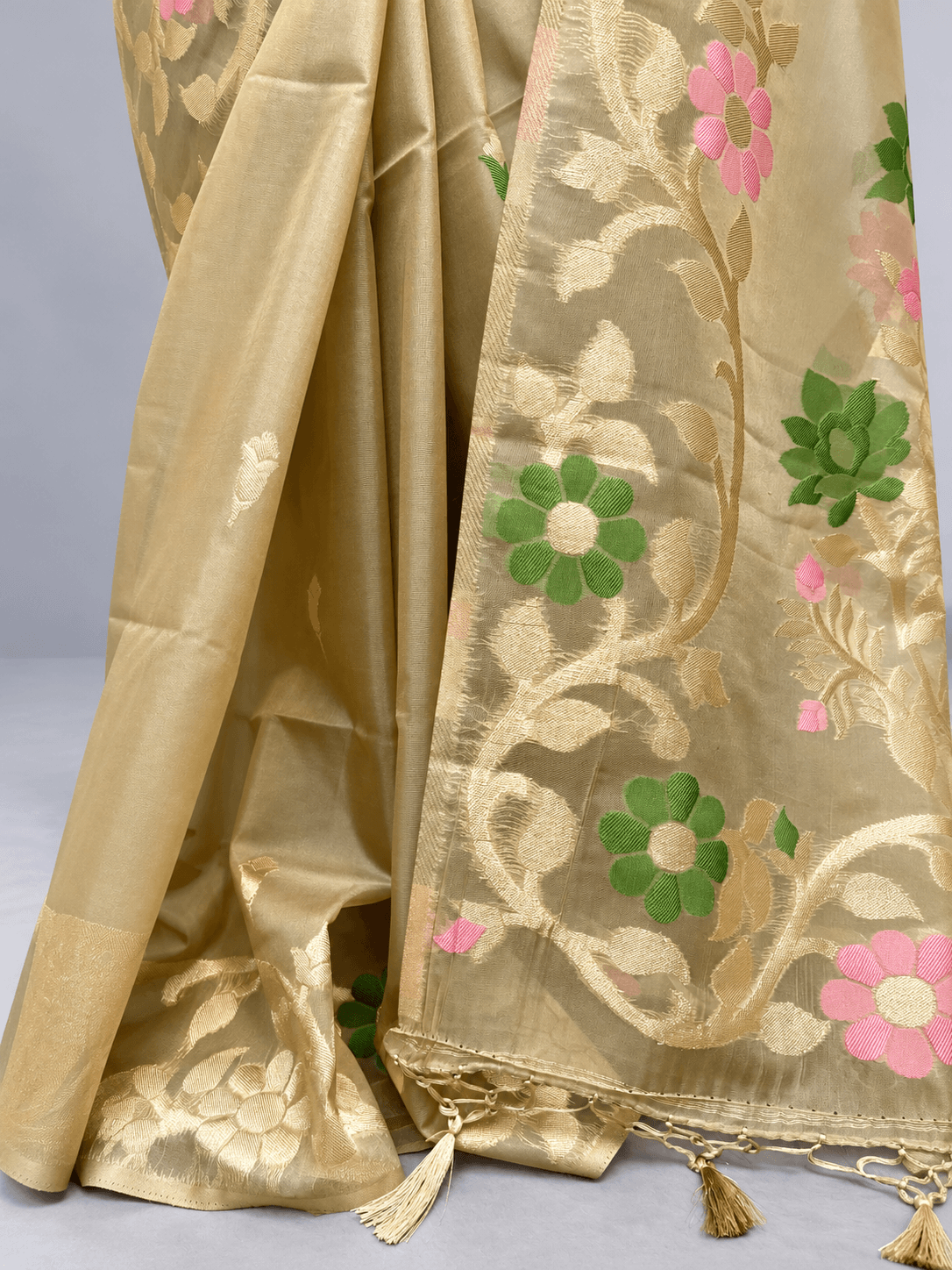 Golden Jamdani Tissue Saree