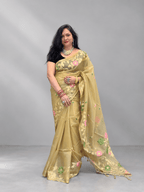 Golden Jamdani Tissue Saree
