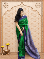 Green Doll with Blue Sambalpuri Saree – No Border