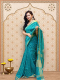 Green Linen Saree with Zari Border