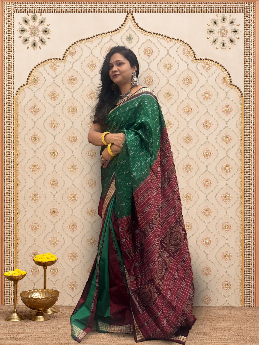 Green Patli Tribal Sambalpuri Saree