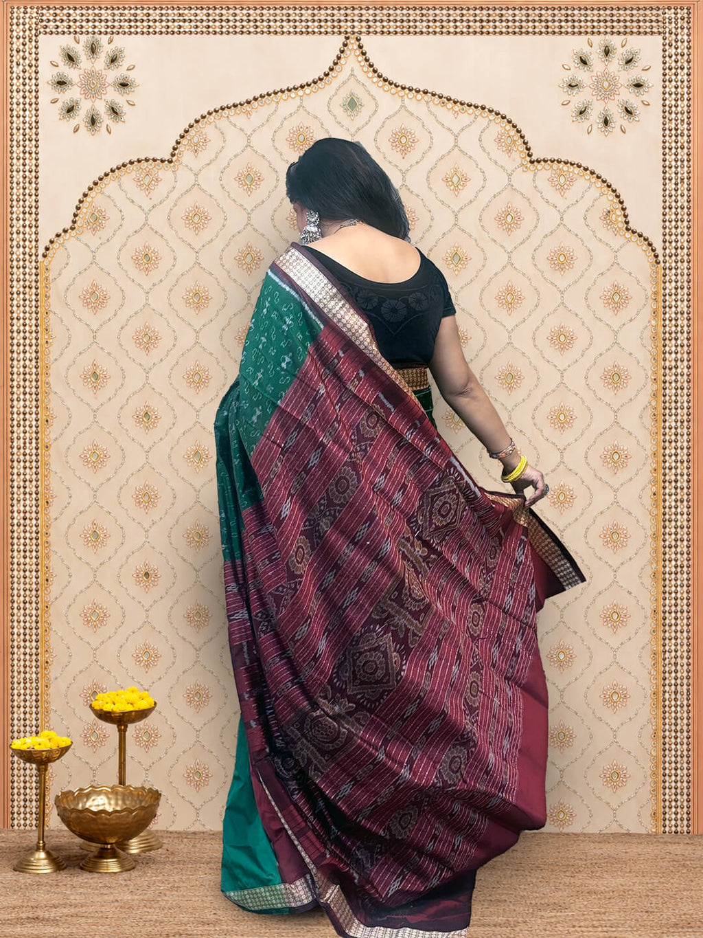 Green Patli Tribal Sambalpuri Saree
