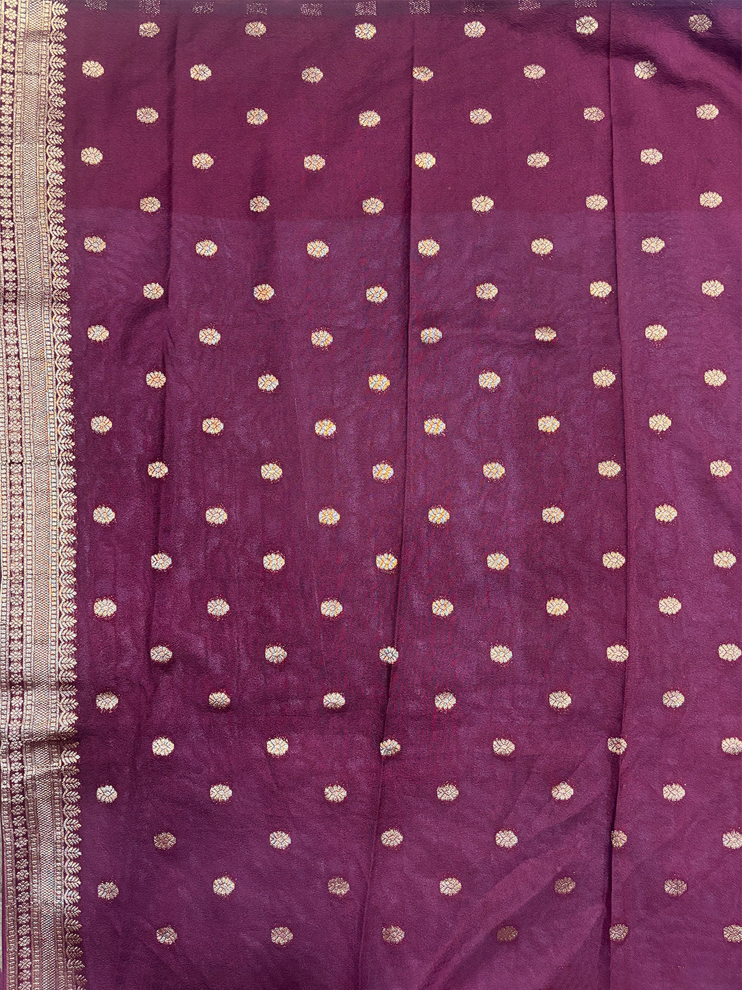 Greyish Blue And Dark Blue Silk Saree