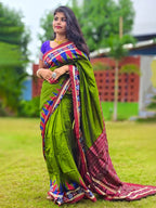 Neelharita Pasapali Green Blue Sambalpuri Silk Saree with Maroon Pallu
