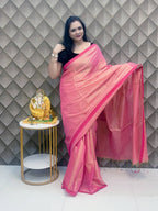 NOOR ROSE PINK TISSUE SAREE