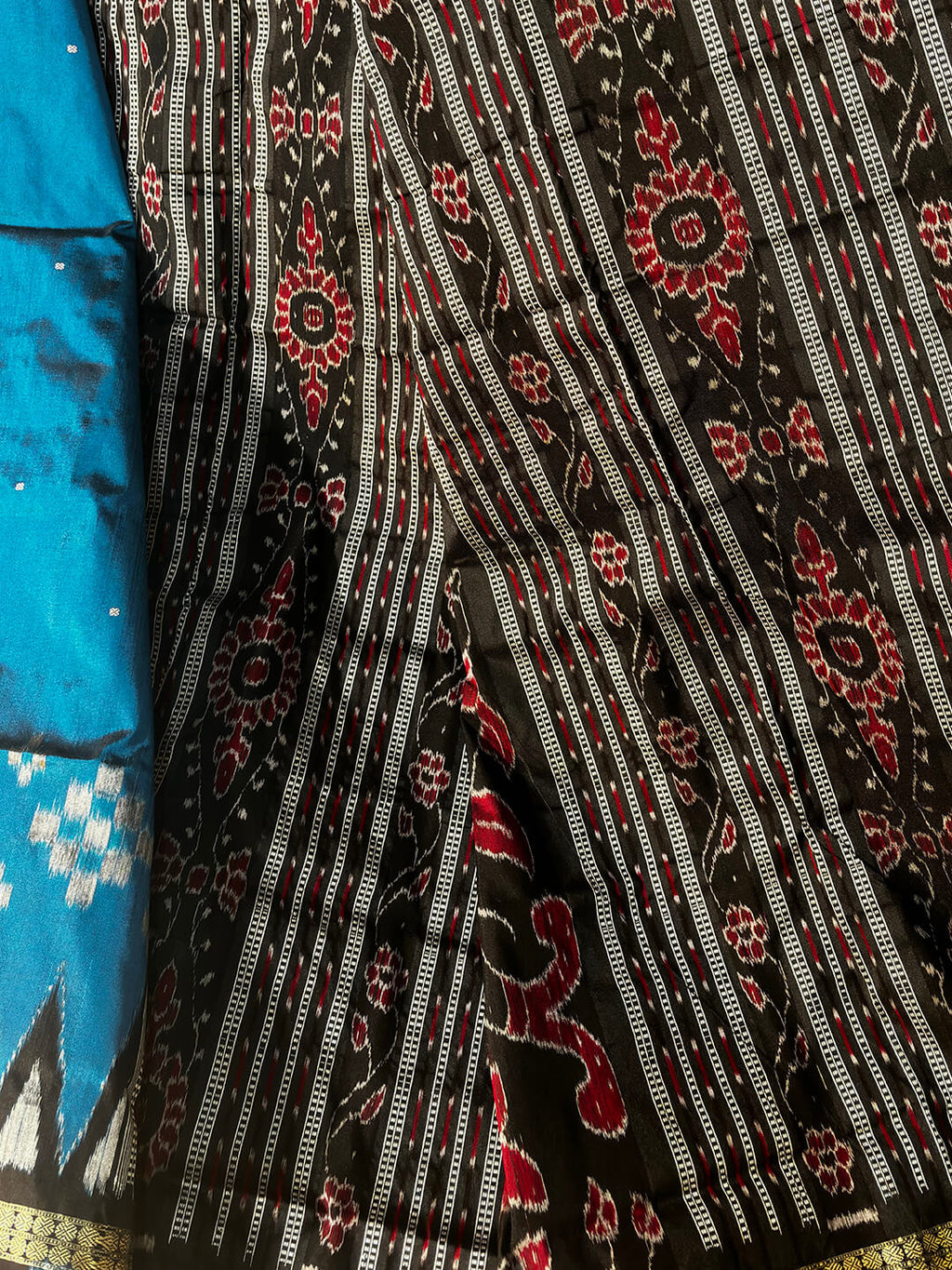 ROYAL BLUE & BLACK SAMBALPURI SILK SAREE