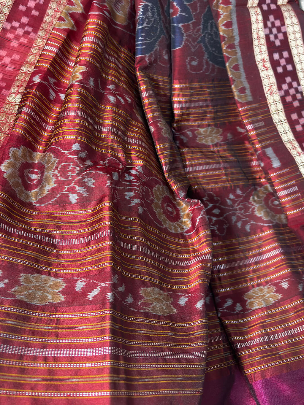 DARK FUSHSIYA SAMBALPURI PATA SAREE