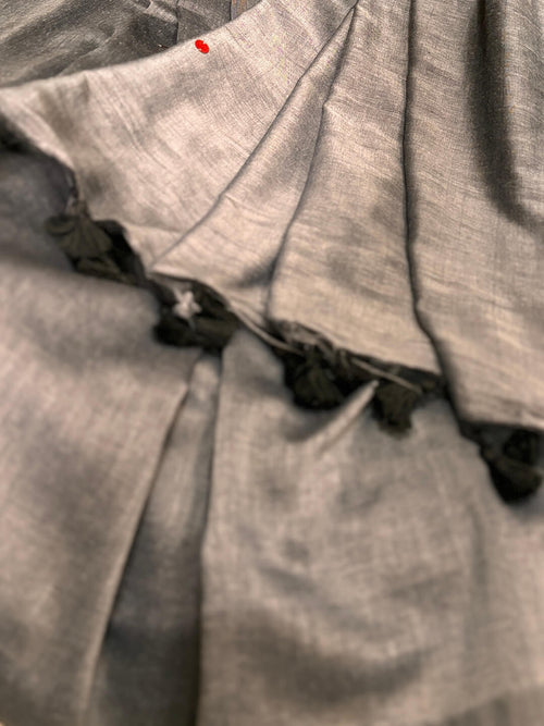 DARK GREY COIN LINEN SAREE
