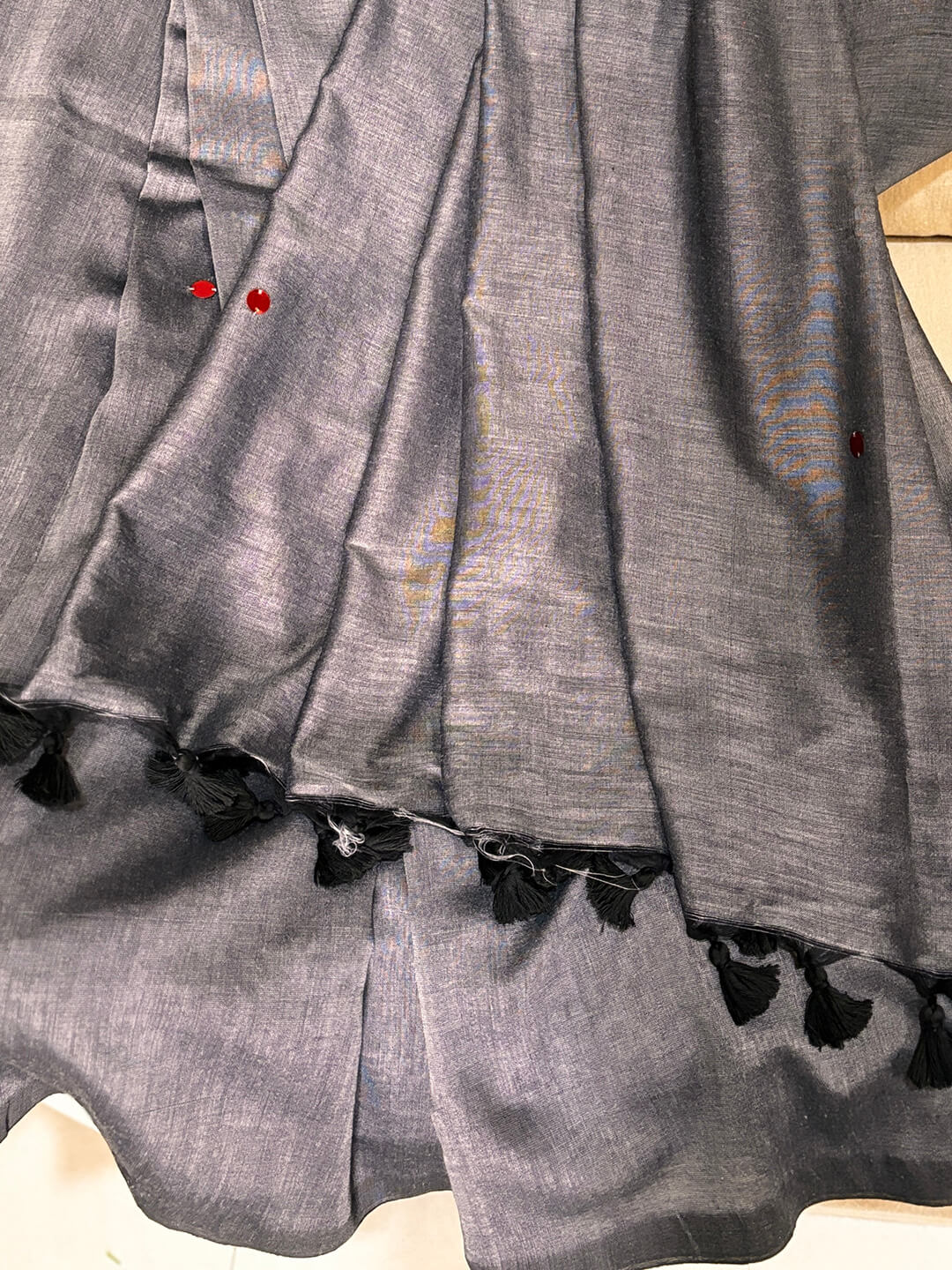 DARK GREY COIN LINEN SAREE