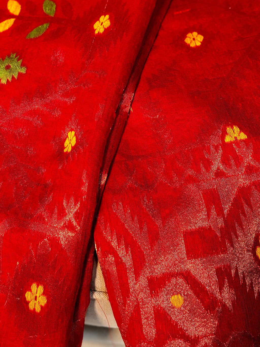 RUPSHRI RED COTTON  JAMDANI SAREE