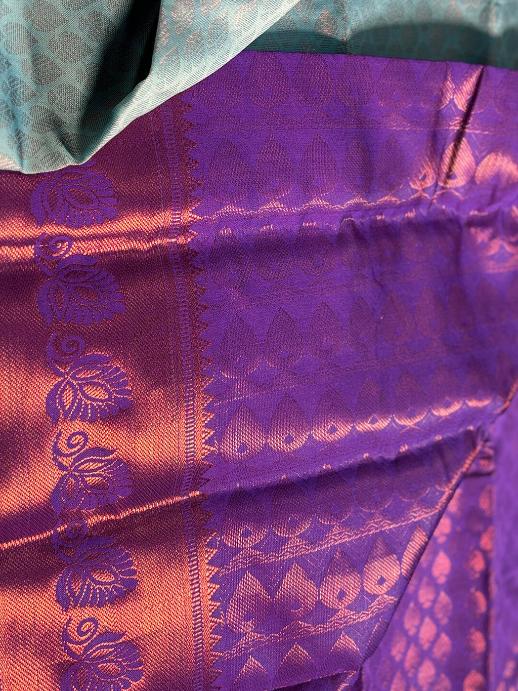 LIGHT BLUE & PURPLE COTTON SAREE