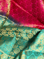 ROSE PINK AND GREEN MADURAI SILK SAREE
