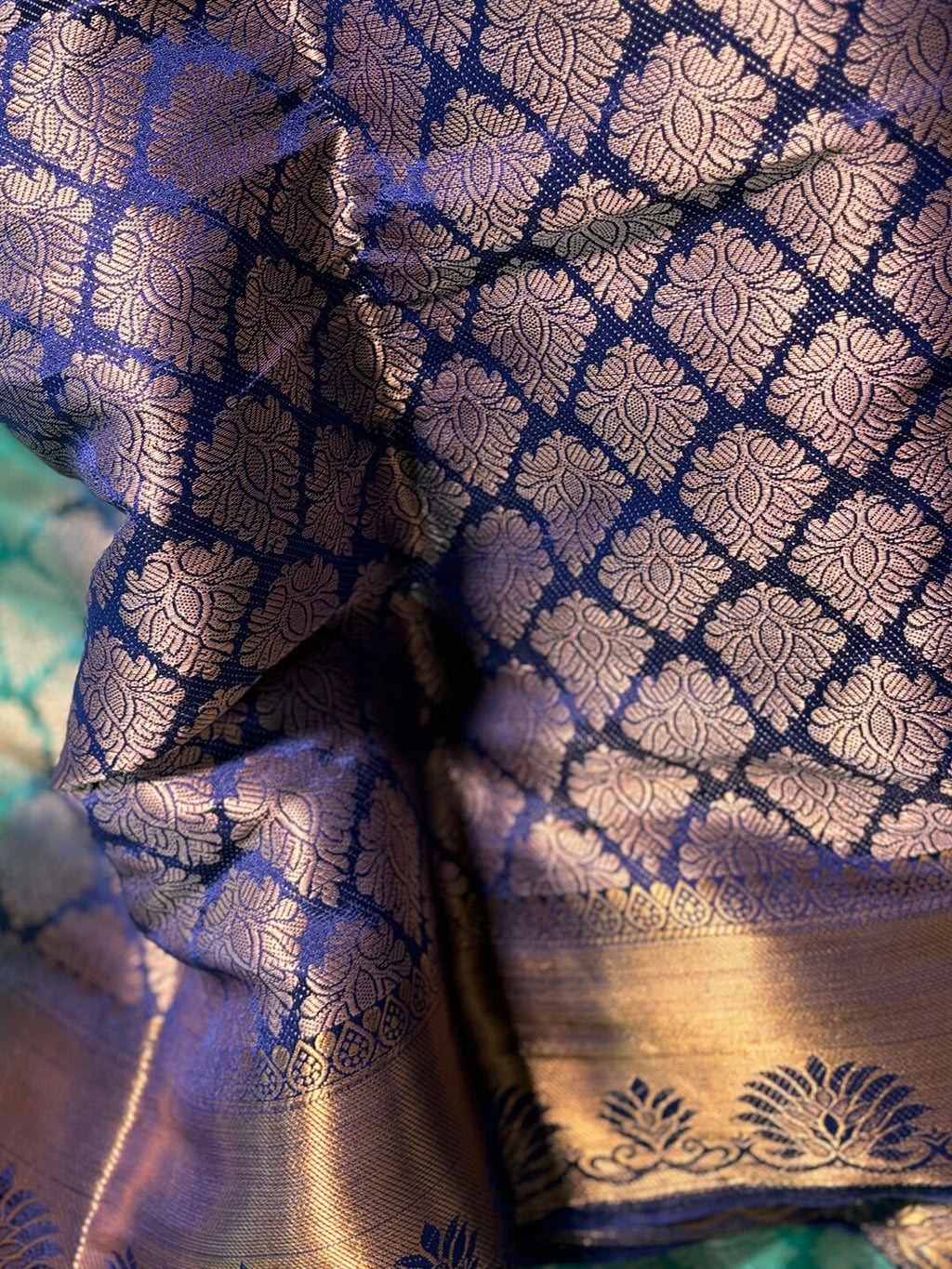 FLORA GREEN AND BLUE MADURAI SILK SAREE