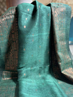 EMERALD GREEN ZARI LINEN SAREE