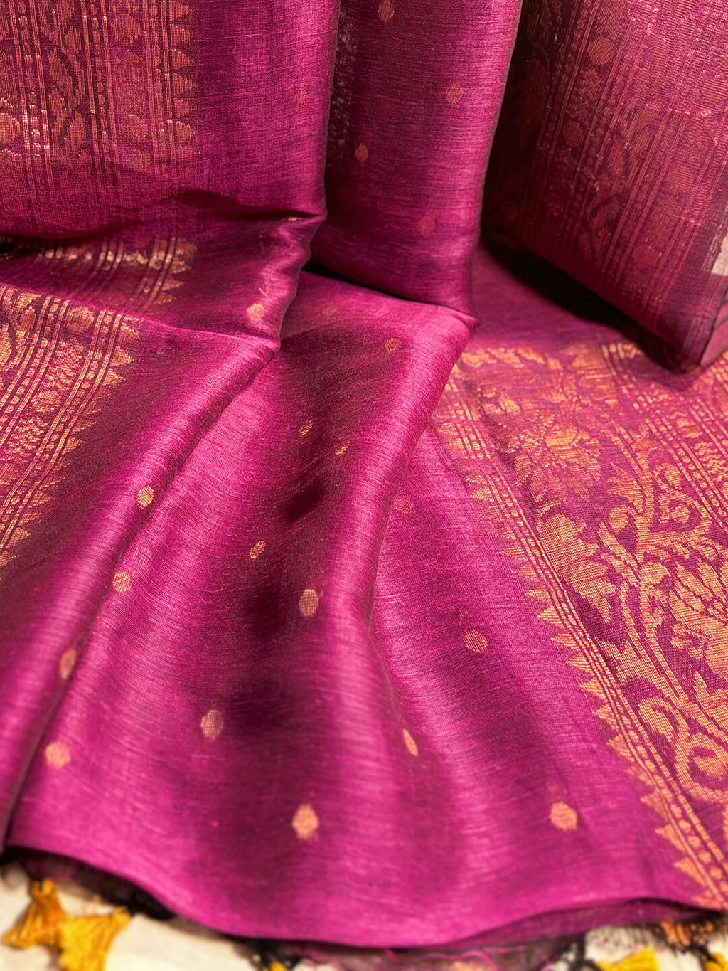 PURPLE & BRONZE LINEN SAREE