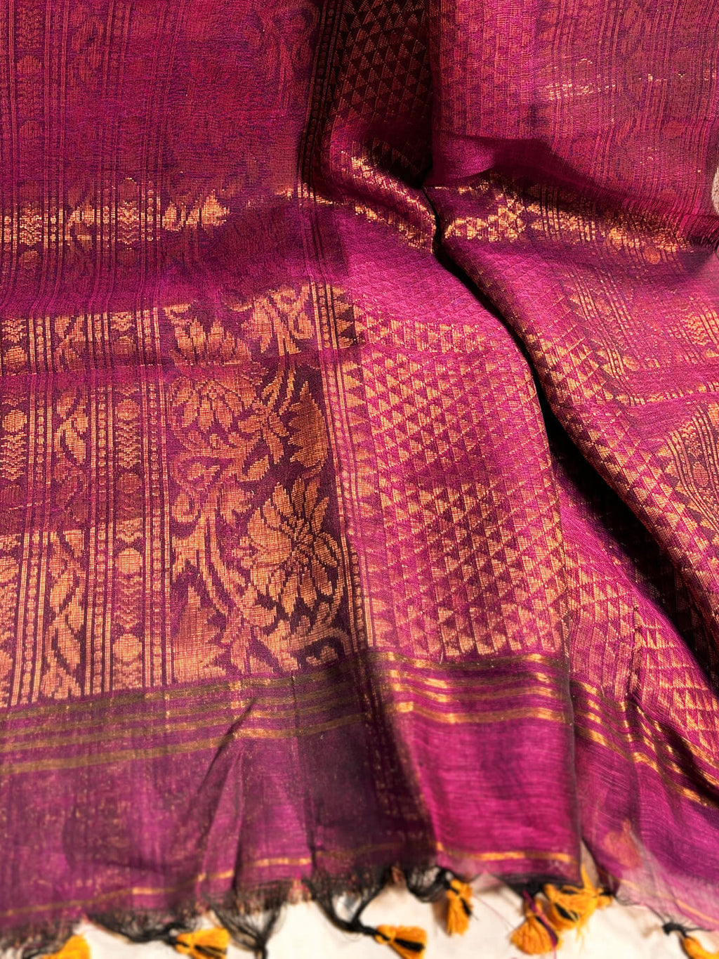 PURPLE & BRONZE LINEN SAREE